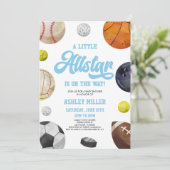 A Little Allstar Is On The Way! Sports Baby Shower 招待状 (スタンド正面)