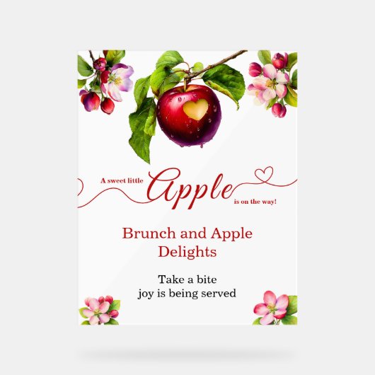 A Little Apple Is On The Way | 秋のベビーシャワー アクリルサイン (正面)