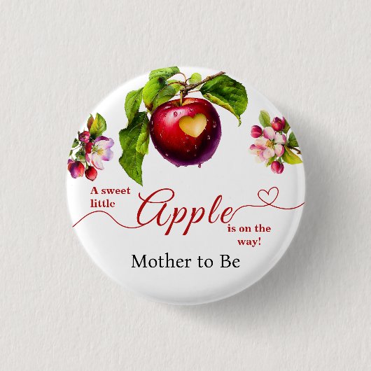 A Little Apple Is On The Way | 秋のベビーシャワー 缶バッジ (正面)