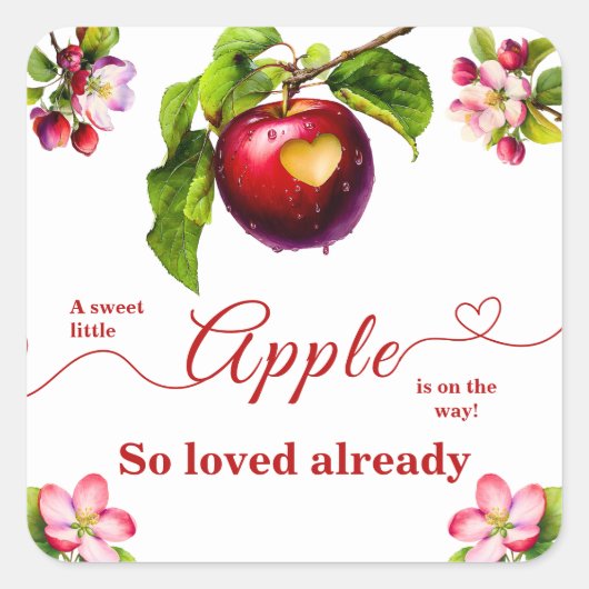 A Little Apple Is On The Way | Fall Baby Shower  スクエアシール (正面)