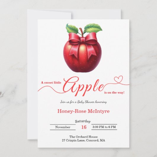 A Little Apple Is On The Way | Fall Baby Shower  招待状 (正面)