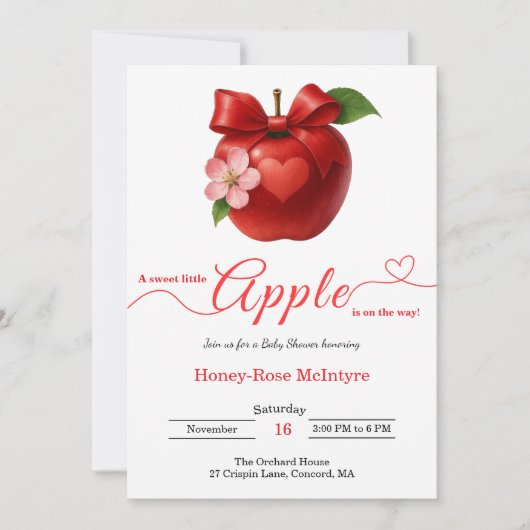 A Little Apple Is On The Way | Fall Baby Shower  招待状 (正面)