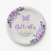 A Little Baby Butterfly is on The Way Baby shower ペーパープレート (正面)