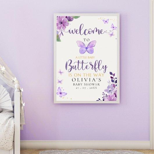 A Little Baby Butterfly is on The Way Baby shower ポスター