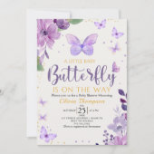 A Little Baby Butterfly is on The Way Baby shower 招待状 (正面)