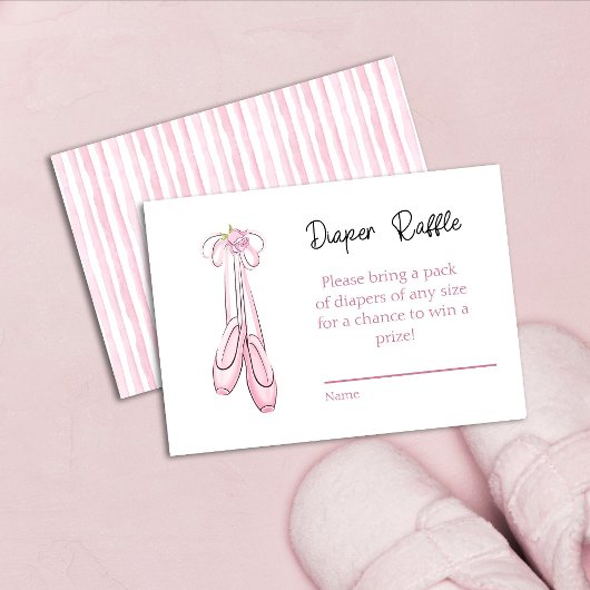 A Little Ballerina is on the Way Diaper Raffle エンクロージャーカード