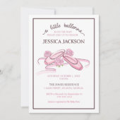 A Little Ballerina is on the Way Pink Ballet Shoes 招待状 (正面)