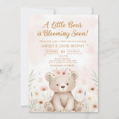 a little bear Floral Baby Shower Gender Neutral 招待状 (正面)