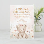 a little bear Floral Baby Shower Gender Neutral 招待状 (スタンド正面)