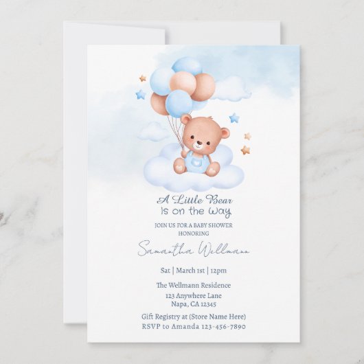A Little Bear Is on the Way Customizable Template  招待状 (正面)