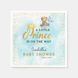 A Little Bear Prince Blue Boy金ゴールドBaby Shower スタンダードカクテルナプキン