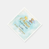 A Little Bear Prince Blue Boy金ゴールドBaby Shower スタンダードカクテルナプキン (角)