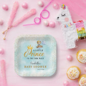 A Little Bear Prince Blue & Boy Baby Shower ペーパープレート (パーティー)