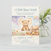 A Little Bear’s Teddy Bear Neutral Baby Shower 招待状 (スタンド正面)