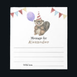 A Little Beaver誕生日タイムカプセルメッセージ ノートパッド<br><div class="desc">水彩誕生日パーティー！1日目の誕生日をテーマにしたパーティー帽子の笑顔のビーバーかわいい。</div>