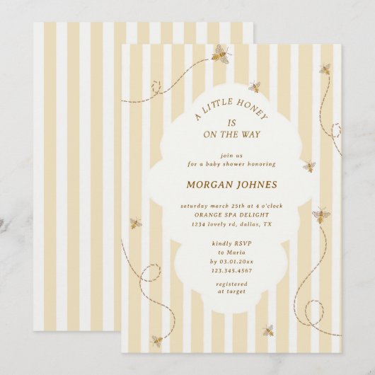 A Little Bee Baby Shower Invitation 招待状 (正面/裏面)