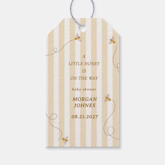 A Little Bee Yellow Baby Shower ギフトタグ (正面)