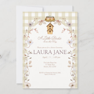 A Little Birdie is on the Way Shower Invitation 招待状