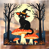 A Little Black Witchy Cat Sitting On A Toadstool 1 ウィンドウサイン (シート2)