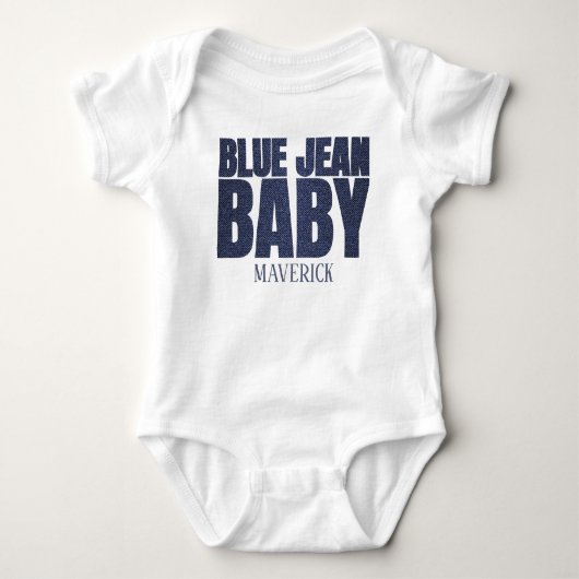 A Little Blue Jean Baby Denim Boy Baby ベビーボディスーツ (正面)