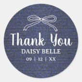 A Little Blue Jean Baby Denim Boy Baby Shower  ラウンドシール (正面)