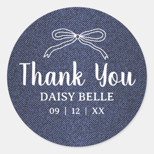 A Little Blue Jean Baby Denim Boy Baby Shower  ラウンドシール (正面)