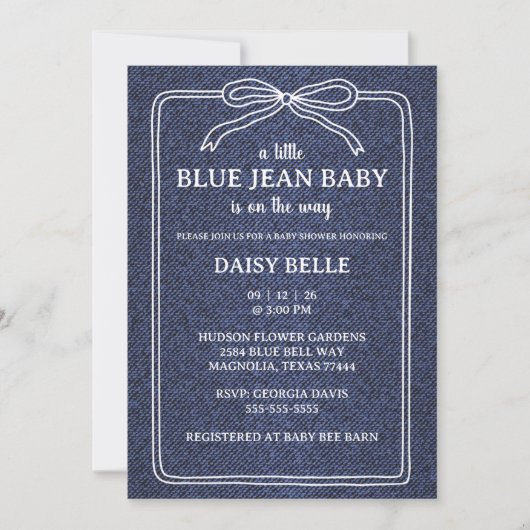 A Little Blue Jean Baby Denim Boy Baby Shower  案内状 (正面)