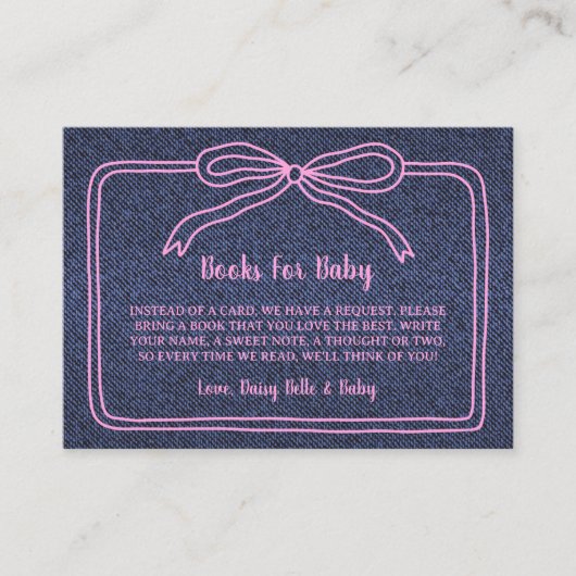 A Little Blue Jean Baby Denim Girl Baby Shower エンクロージャーカード (正面)