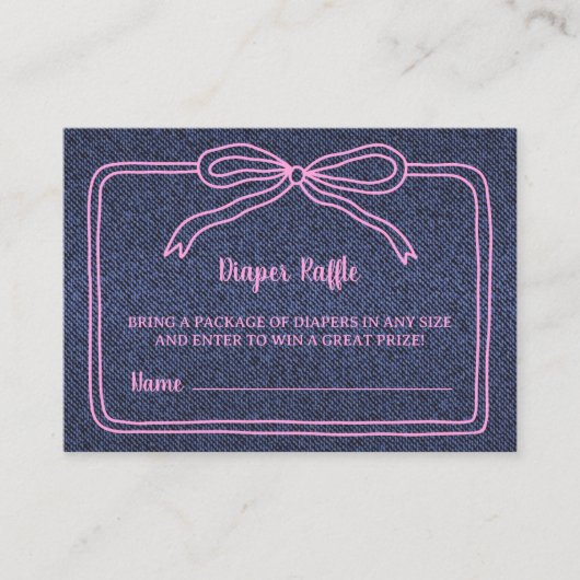 A Little Blue Jean Baby Denim Girl Baby Shower エンクロージャーカード (正面)