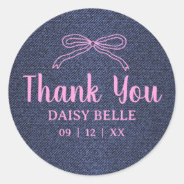 A Little Blue Jean Baby Denim Girl Baby Shower  ラウンドシール