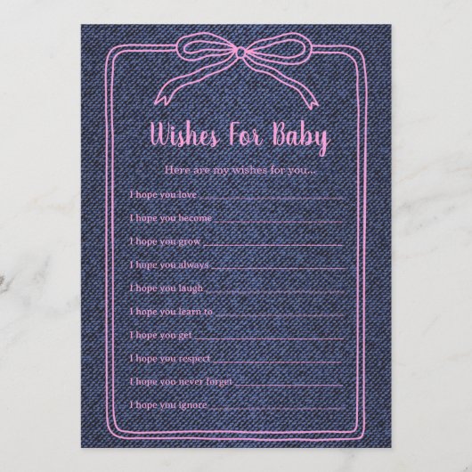 A Little Blue Jean Baby Denim Girl Baby Shower  招待状 (正面)