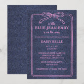A Little Blue Jean Baby Denim Girl Baby Shower  案内状 (正面/裏面)