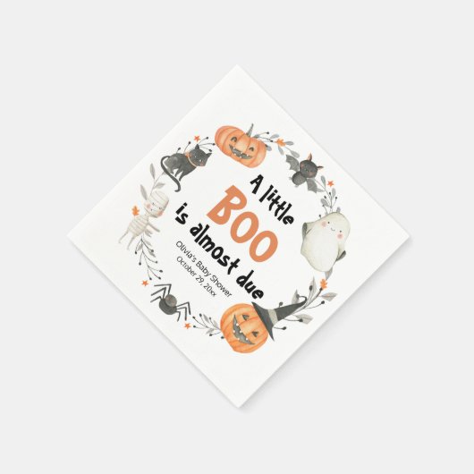 A Little Booはハロウィーンの赤ちゃんシャワーの影響を受けている スタンダードカクテルナプキン (角)