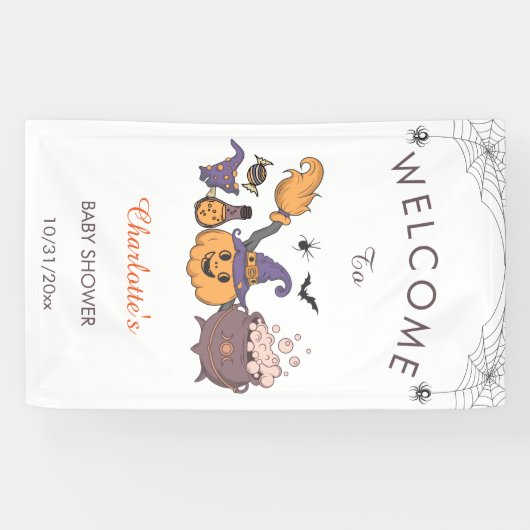 A Little Booハロウィーンの赤ちゃんシャワーへようこそ 横断幕 (横)