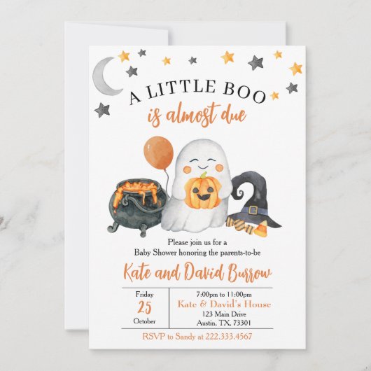 A Little Boo ジェンダーニュートラルベイビーシャワー招待状 招待状 (正面)