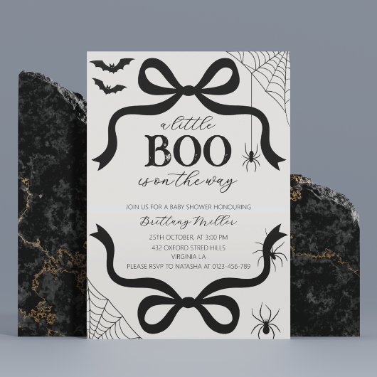 A Little Boo Baby Shower Halloween Bow Invitation 招待状