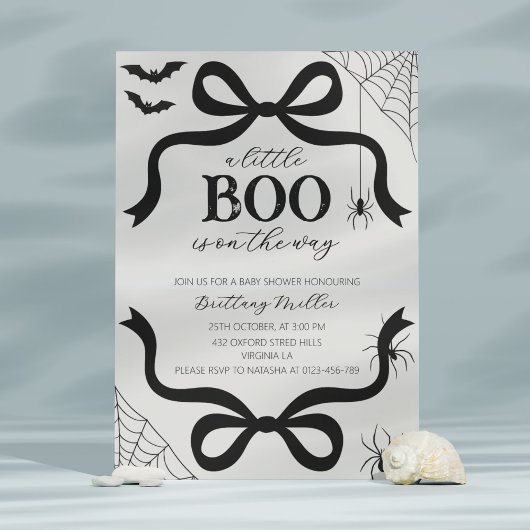 A Little Boo Baby Shower Halloween Bow Invitation 招待状