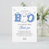 A Little Boo Boy Cute Ghost Halloween Baby Shower サンキューカード (スタンド正面)