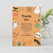 A Little Boo Cute Ghost Halloween Baby Shower サンキューカード (スタンド正面)