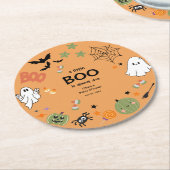 A Little Boo Cute Ghost Halloween Baby Shower ラウンドペーパーコースター (アングル)