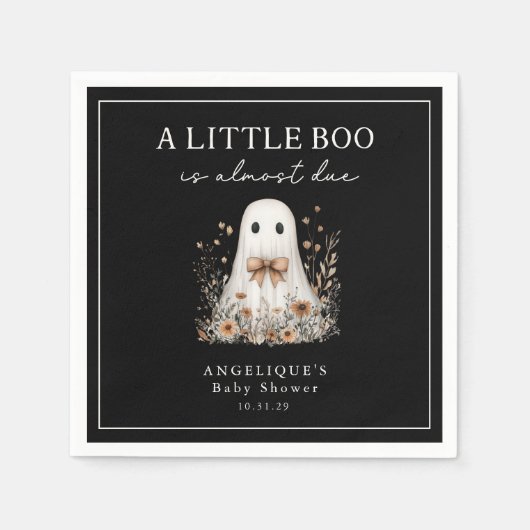 A Little Boo Cute Ghost Wildflowers Baby Shower  スタンダードカクテルナプキン (正面)