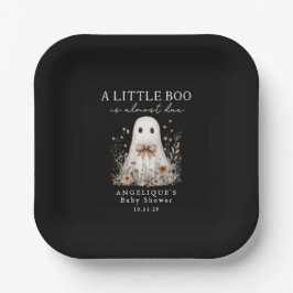 A Little Boo Cute Ghost Wildflowers Baby Shower  ペーパープレート