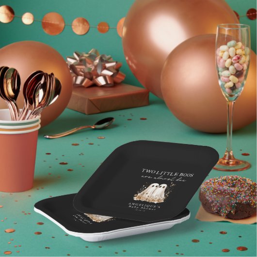 A Little Boo Cute Ghost Wildflowers Baby Shower  ペーパープレート (複数)