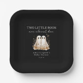 A Little Boo Cute Ghost Wildflowers Baby Shower  ペーパープレート (正面)