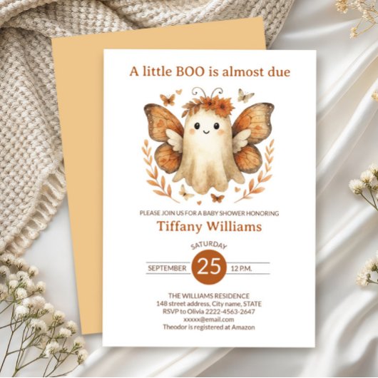 A Little Boo Fairy ghost Baby Shower Invitation 招待状