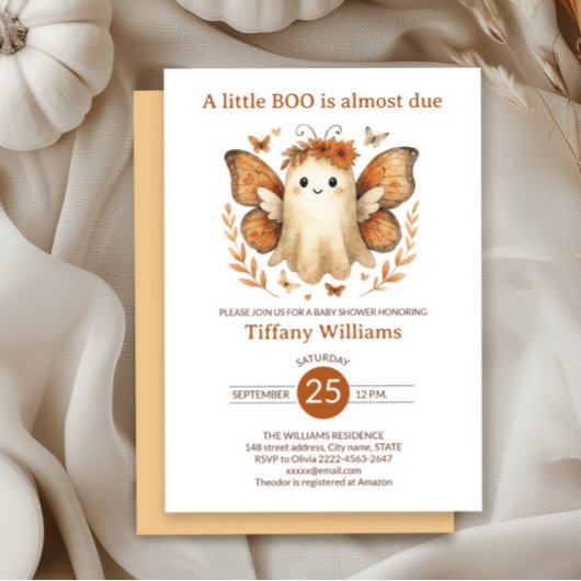 A Little Boo Fairy ghost Baby Shower Invitation 招待状