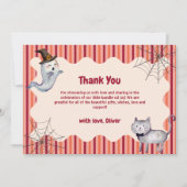 A Little Boo Ghost Cat Fall Autumn Baby Shower サンキューカード (正面)