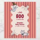 A Little Boo Ghost Cat Fall Autumn Baby Shower ワインラベル (シングルラベル)