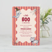 A Little Boo Ghost Cat Fall Autumn Baby Shower 招待状 (スタンド正面)
