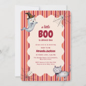 A Little Boo Ghost Cat Fall Autumn Baby Shower 招待状 (正面)